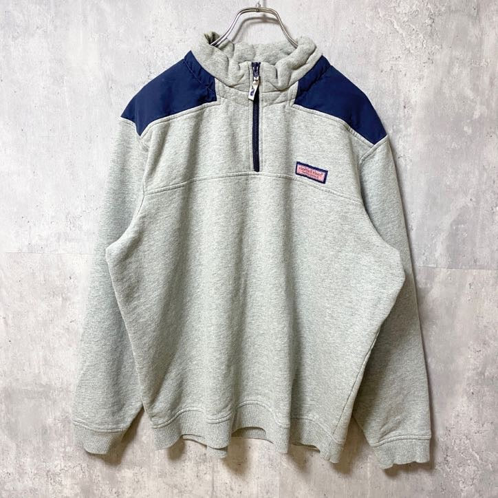 古着 used　vineyard vines　ヴィ二ヤードヴァインズ　長袖ハーフジップスウェット　トレーナー　ロゴタグ　Lサイズ