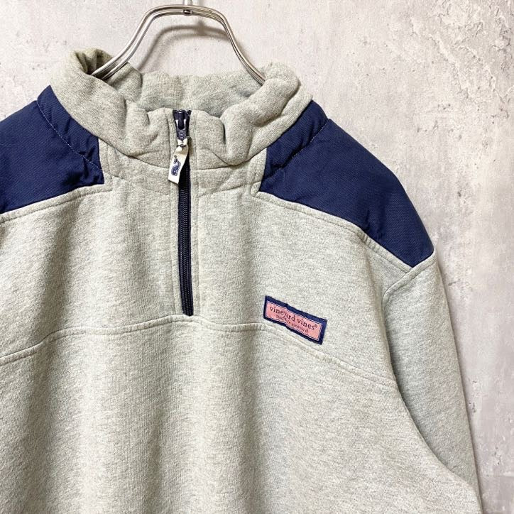 古着 used　vineyard vines　ヴィ二ヤードヴァインズ　長袖ハーフジップスウェット　トレーナー　ロゴタグ　Lサイズ