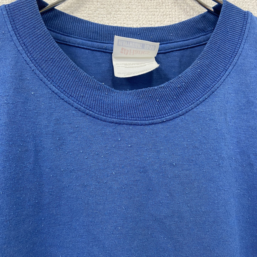 Hanes　ヘインズ　半袖プリントＴシャツ　企業　メッセージ　青　ブルー　XLサイズ　古着