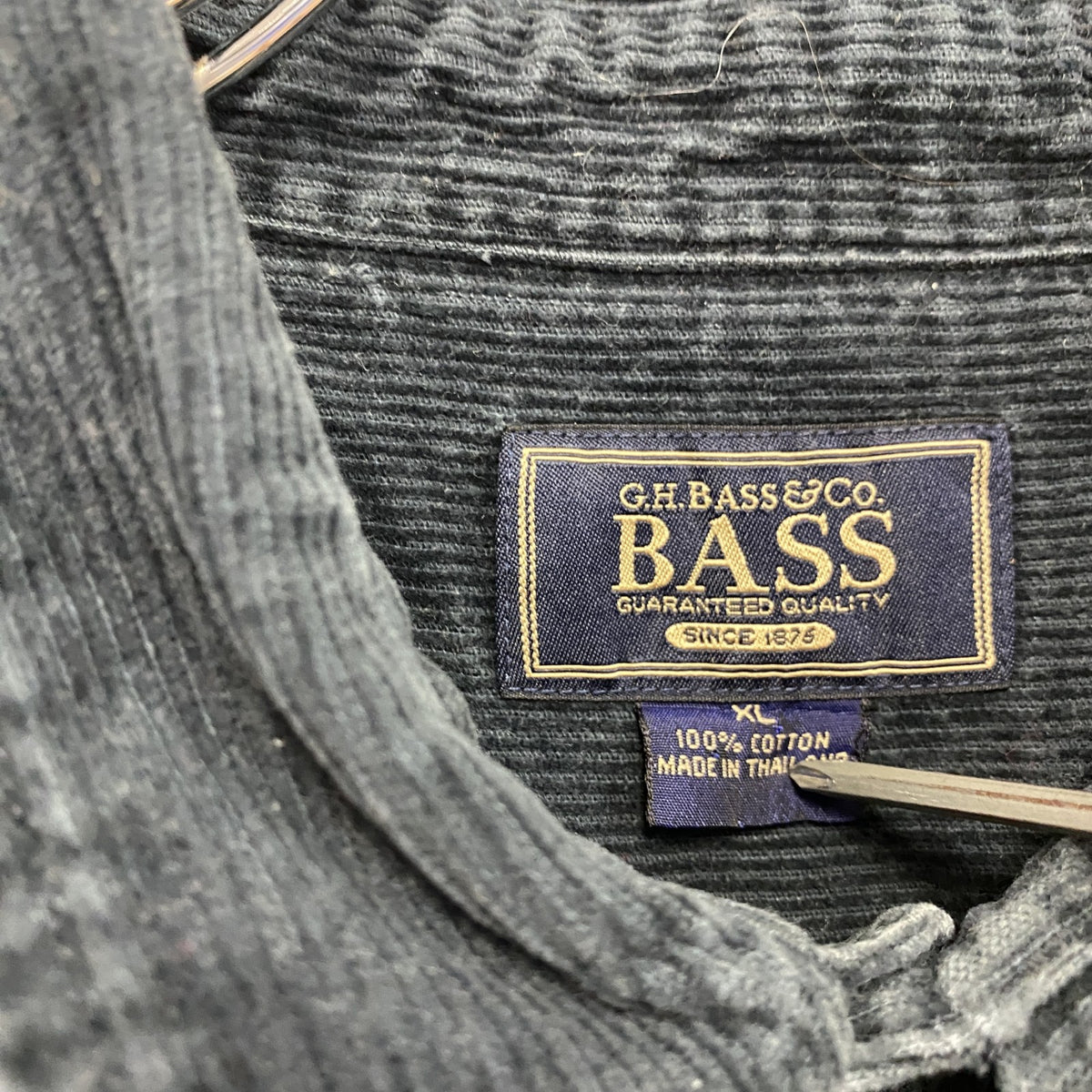 G.H Bass & Co.　ジーエイチバス　長袖コーデュロイシャツ　紺　ネイビー　XLサイズ　古着