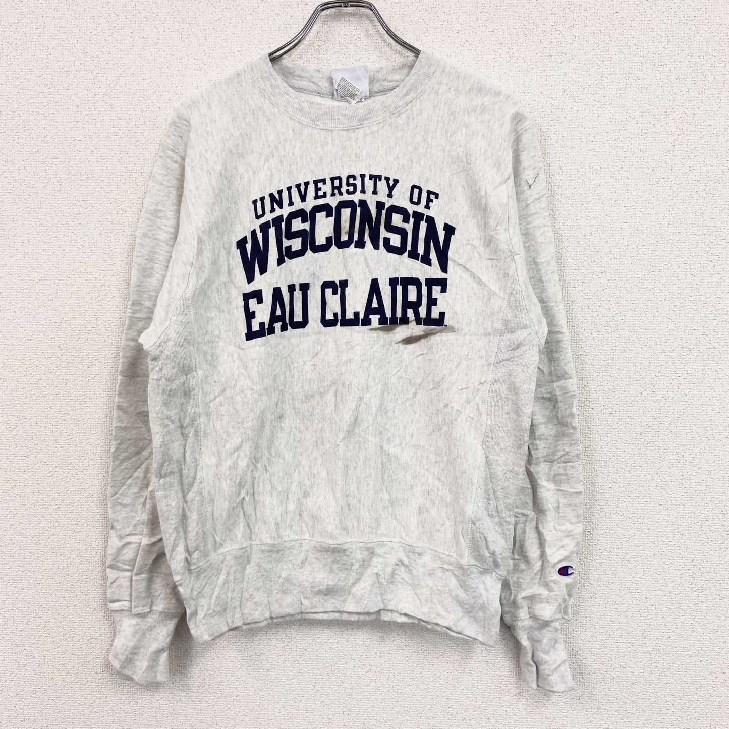 Champion　チャンピオン　スウェット/トレーナー　3連プリント　カレッジロゴ　霜降りグレー　Lサイズ