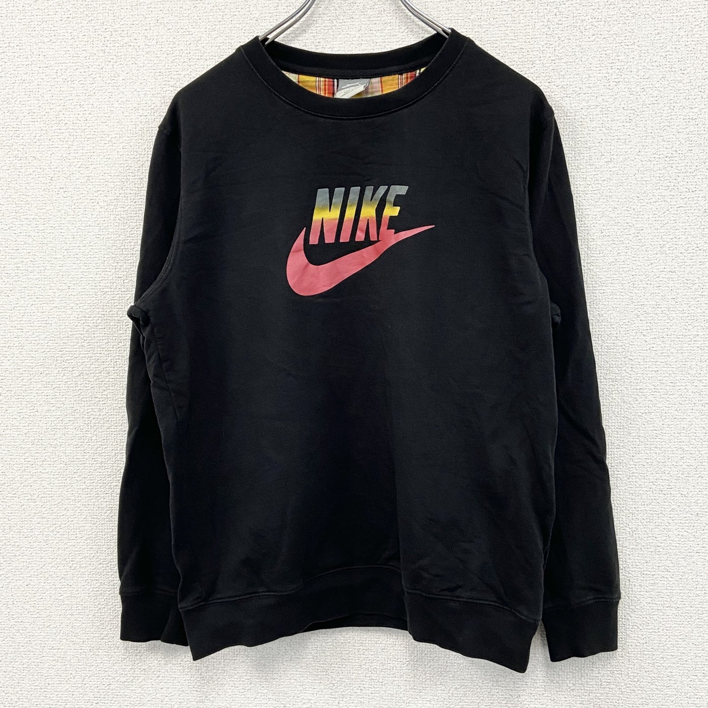 NIKE　ナイキ　スウェット/トレーナー　チェック柄　黒　ブラック　Lサイズ