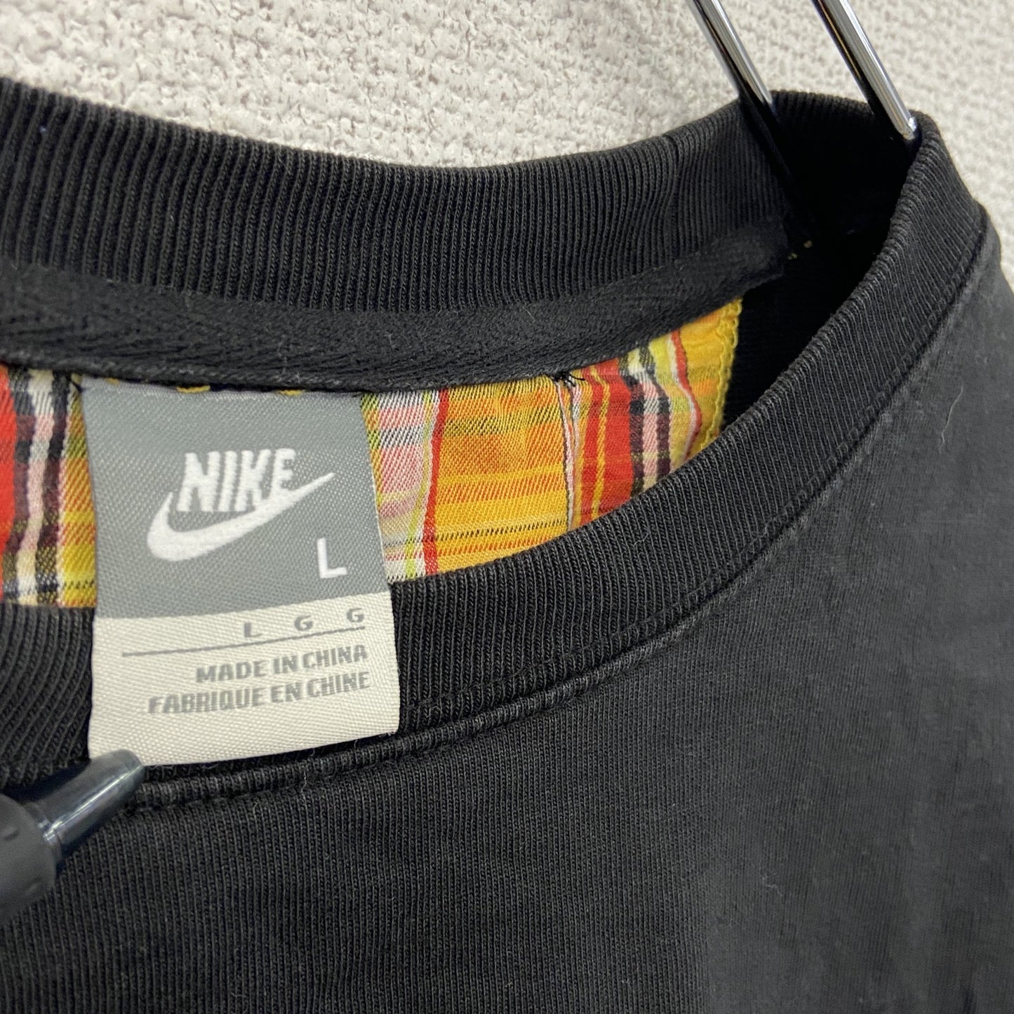 NIKE　ナイキ　スウェット/トレーナー　チェック柄　黒　ブラック　Lサイズ