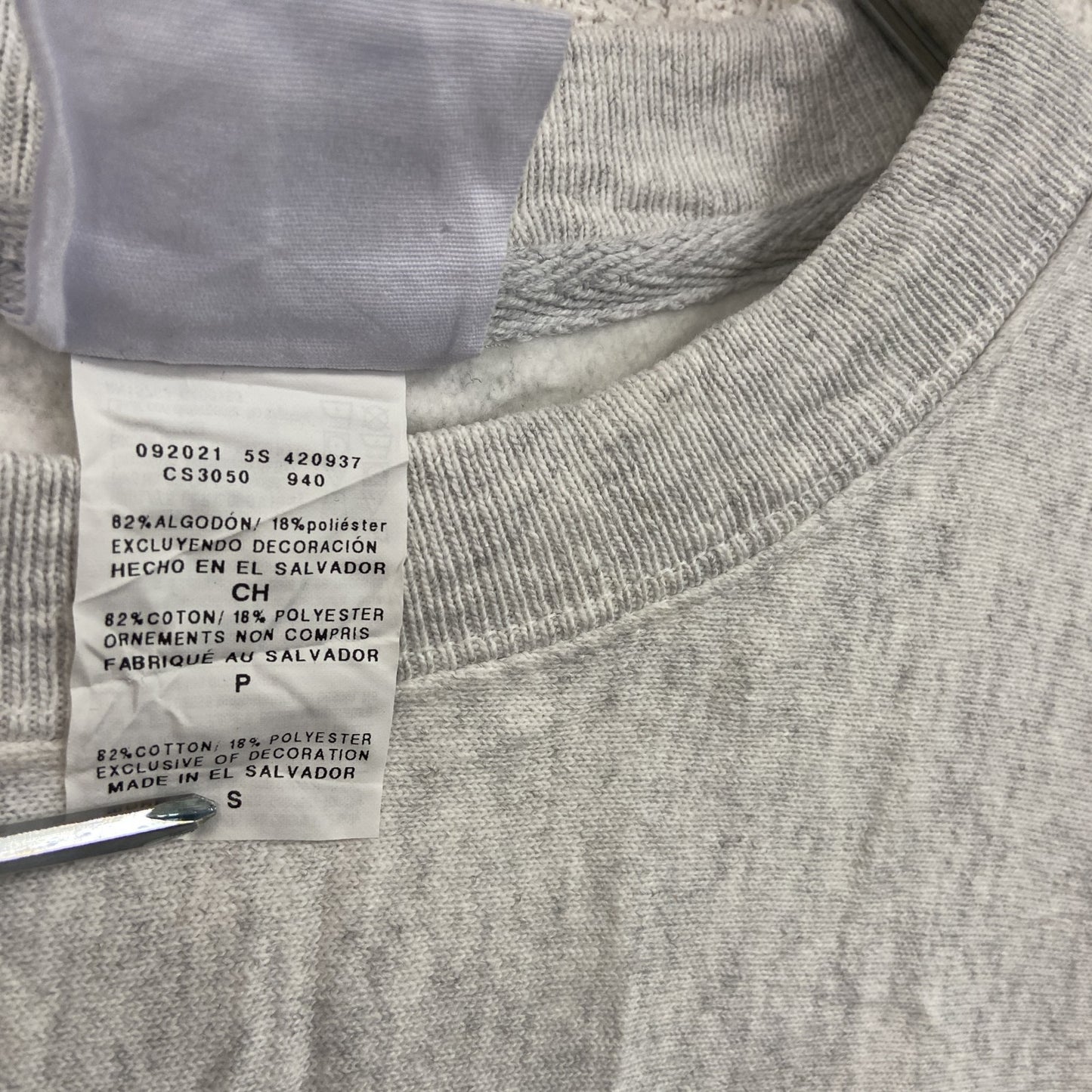 Champion　チャンピオン　スウェット/トレーナー　3連プリント　カレッジロゴ　霜降りグレー　Lサイズ