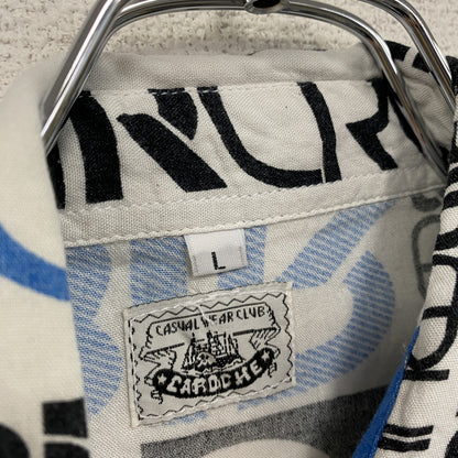 CARDCHE　長袖シャツ　総柄　白　ホワイト　Lサイズ