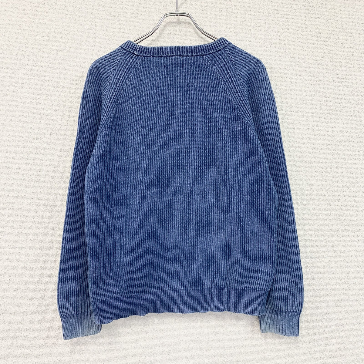 FREAK'S STORE　フリークスストア　コットンニットセーター　ラグランスリーブ　フェード　青　ブルー　Lサイズ　古着