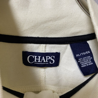 古着 used　CHAPS　チャップス　長袖表起毛スウェット　トレーナー　ハーフボタン　ボーダー　ビックシルエット　XLサイズ