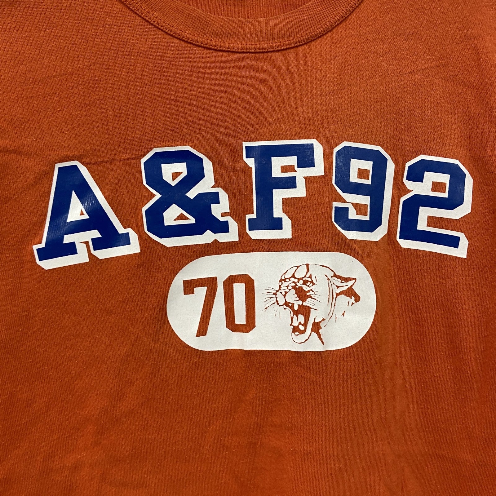 Abercrombie　アバクロンビー　半袖プリントＴシャツ　シングルステッチ　オレンジ　Sサイズ