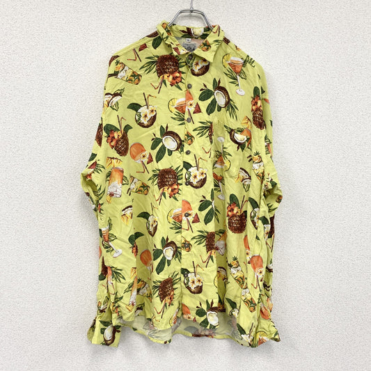 CARDCHE　長袖シャツ　総柄　黄色　イエロー　XLサイズ