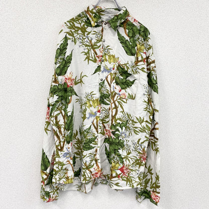 CARDCHE　長袖シャツ　総柄　白　ホワイト　2XLサイズ