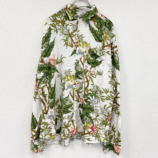 CARDCHE　長袖シャツ　総柄　白　ホワイト　2XLサイズ