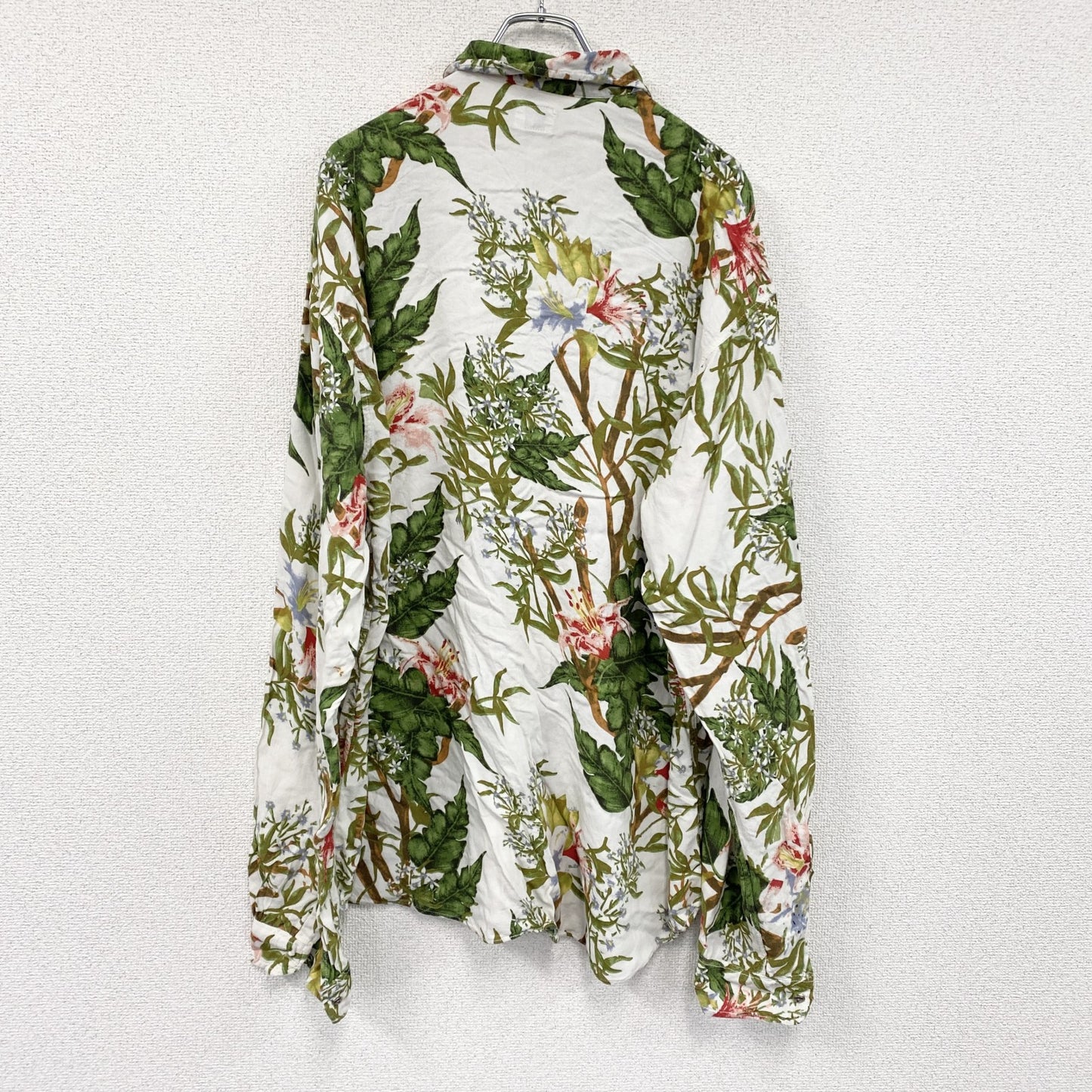 CARDCHE　長袖シャツ　総柄　白　ホワイト　2XLサイズ