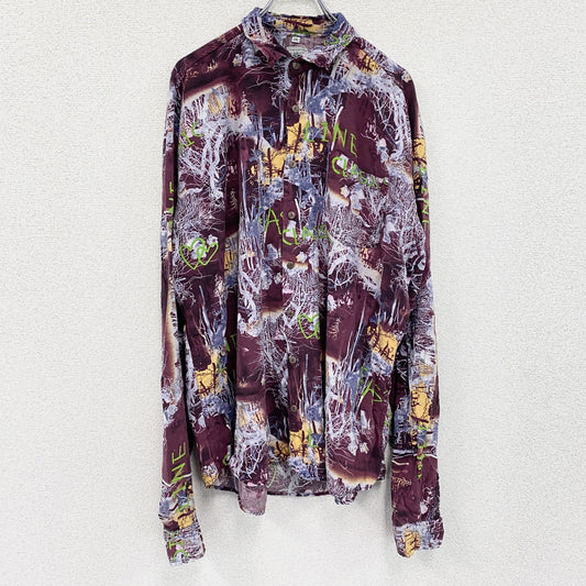 CARDCHE　長袖シャツ　総柄　紫　パープル　2XLサイズ