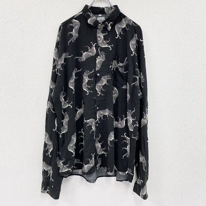 CARDCHE　長袖シャツ　総柄　黒　ブラック　2XLサイズ