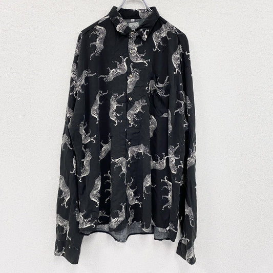 CARDCHE　長袖シャツ　総柄　黒　ブラック　2XLサイズ