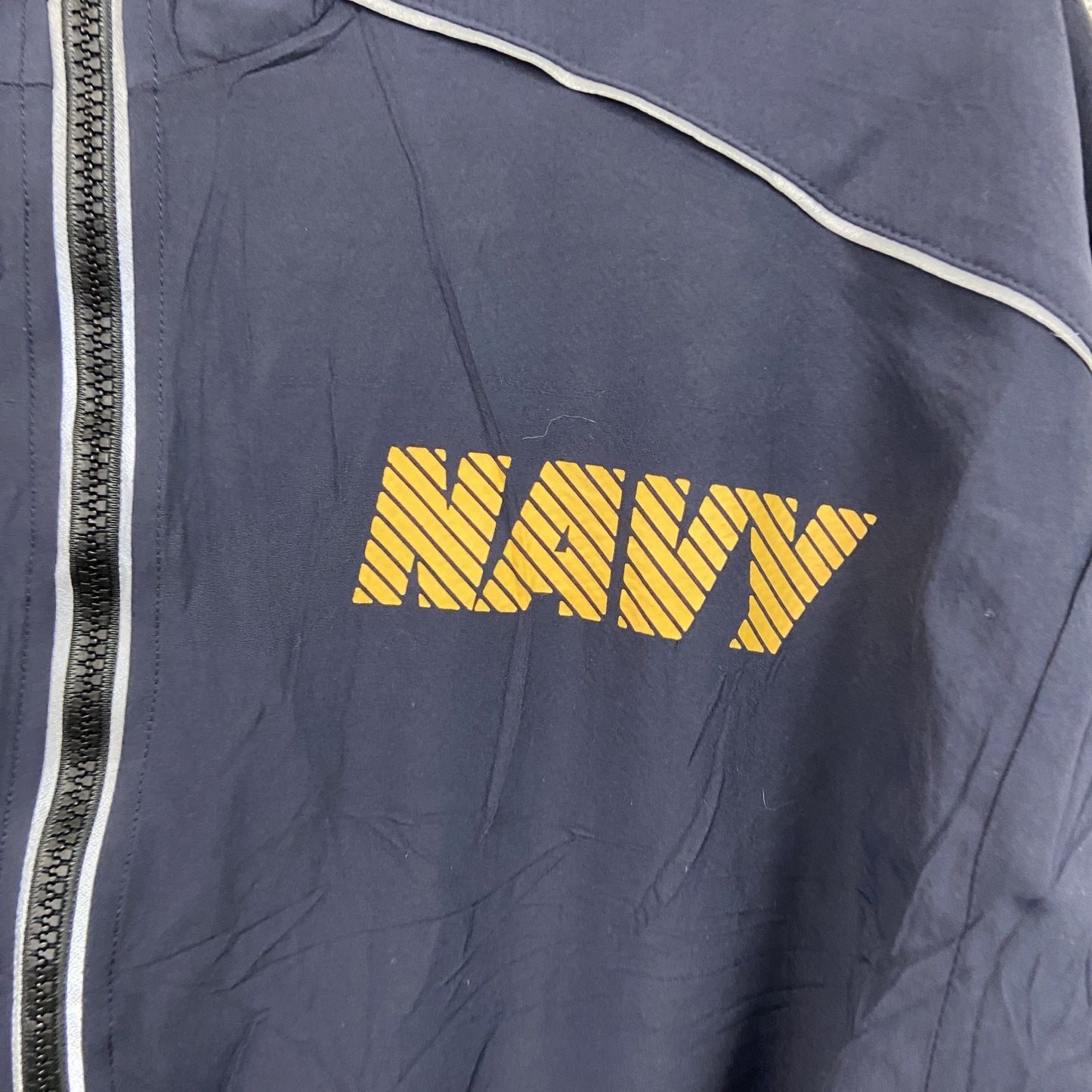 U.S.NAVY　RUNNING JACKET　ナイロンジャケット　ミリタリー　米軍　デカロゴ　紺　ネイビー　Sサイズ