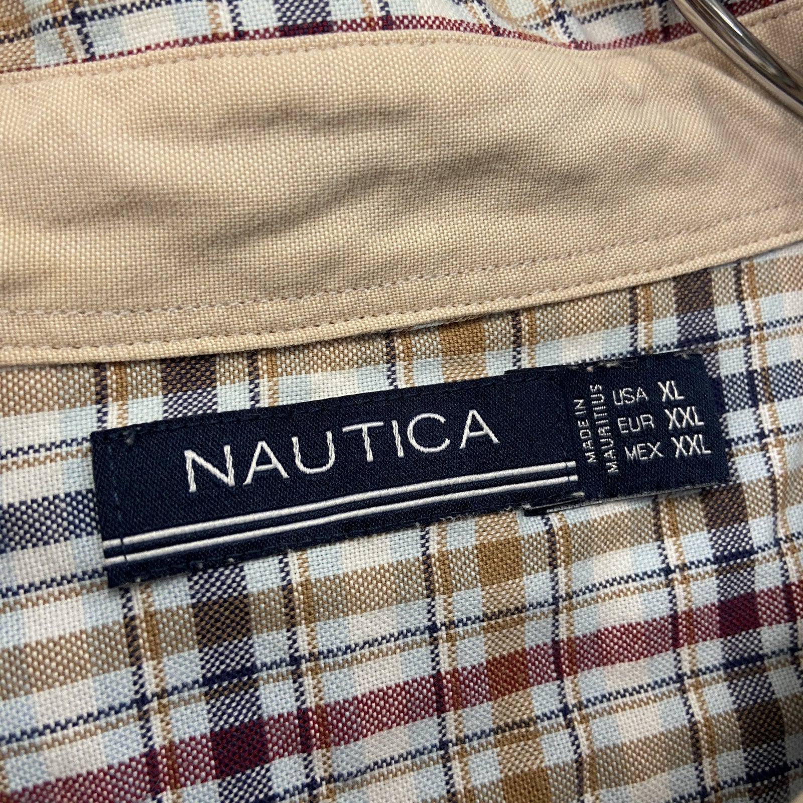 NAUTICA　ノーティカ　長袖ボタンダウンシャツ　チェック柄　マルチカラー　紺　ネイビー　ベージュ　2XLサイズ