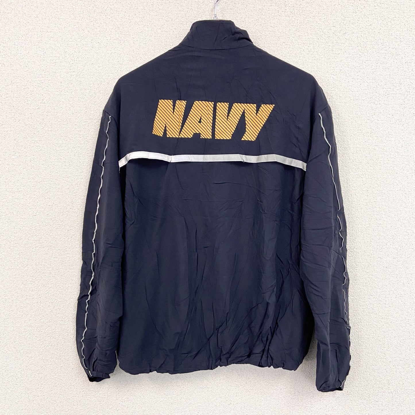 U.S.NAVY　RUNNING JACKET　ナイロンジャケット　ミリタリー　米軍　デカロゴ　紺　ネイビー　Sサイズ