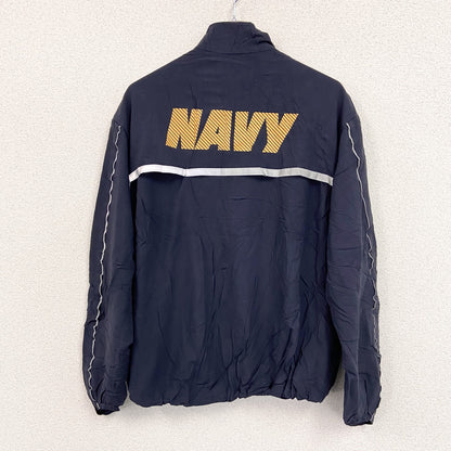 U.S.NAVY　RUNNING JACKET　ナイロンジャケット　ミリタリー　米軍　デカロゴ　紺　ネイビー　Sサイズ
