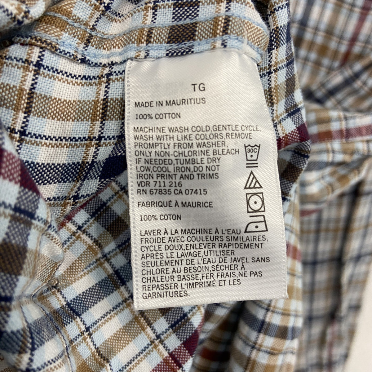 NAUTICA　ノーティカ　長袖ボタンダウンシャツ　チェック柄　マルチカラー　紺　ネイビー　ベージュ　2XLサイズ メンズ コットン 古着