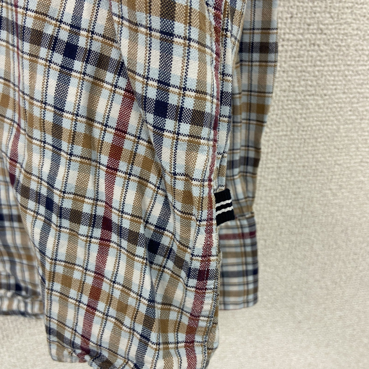 NAUTICA　ノーティカ　長袖ボタンダウンシャツ　チェック柄　マルチカラー　紺　ネイビー　ベージュ　2XLサイズ メンズ コットン 古着