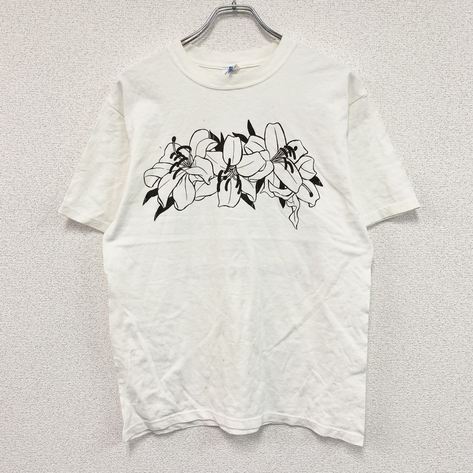BECK　ユユキ×GREATFUL SOUND ９　半袖プリント漫画Tシャツ　花柄　白　ホワイト　Mサイズ　古着