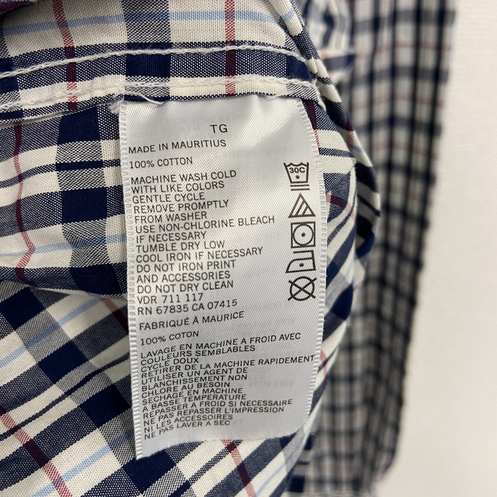NAUTICA　ノーティカ　長袖ボタンダウンシャツ　チェック柄　マルチカラー　紺　ネイビー　XLサイズ
