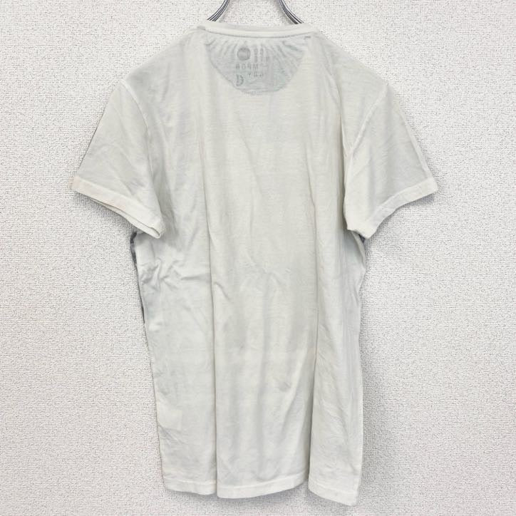 半袖ロゴプリントＴシャツ　白　ホワイト　レトロデザイン　サーフィン　ビーチ　クルーネック　Sサイズ　古着