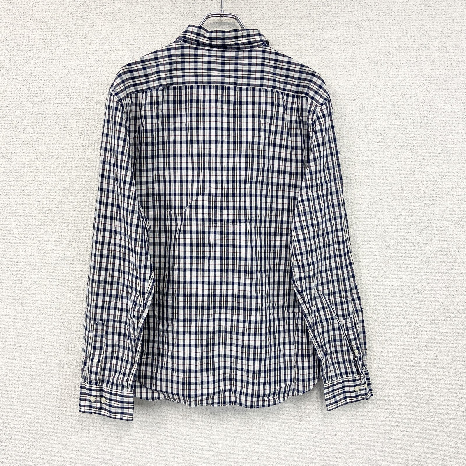 NAUTICA　ノーティカ　長袖ボタンダウンシャツ　チェック柄　マルチカラー　紺　ネイビー　XLサイズ