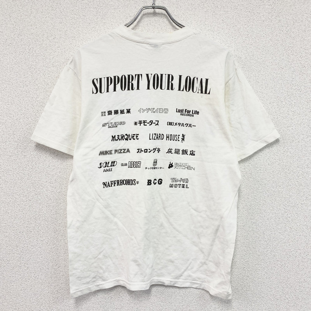 BECK　ユユキ×GREATFUL SOUND ９　半袖プリント漫画Tシャツ　花柄　白　ホワイト　Mサイズ　古着