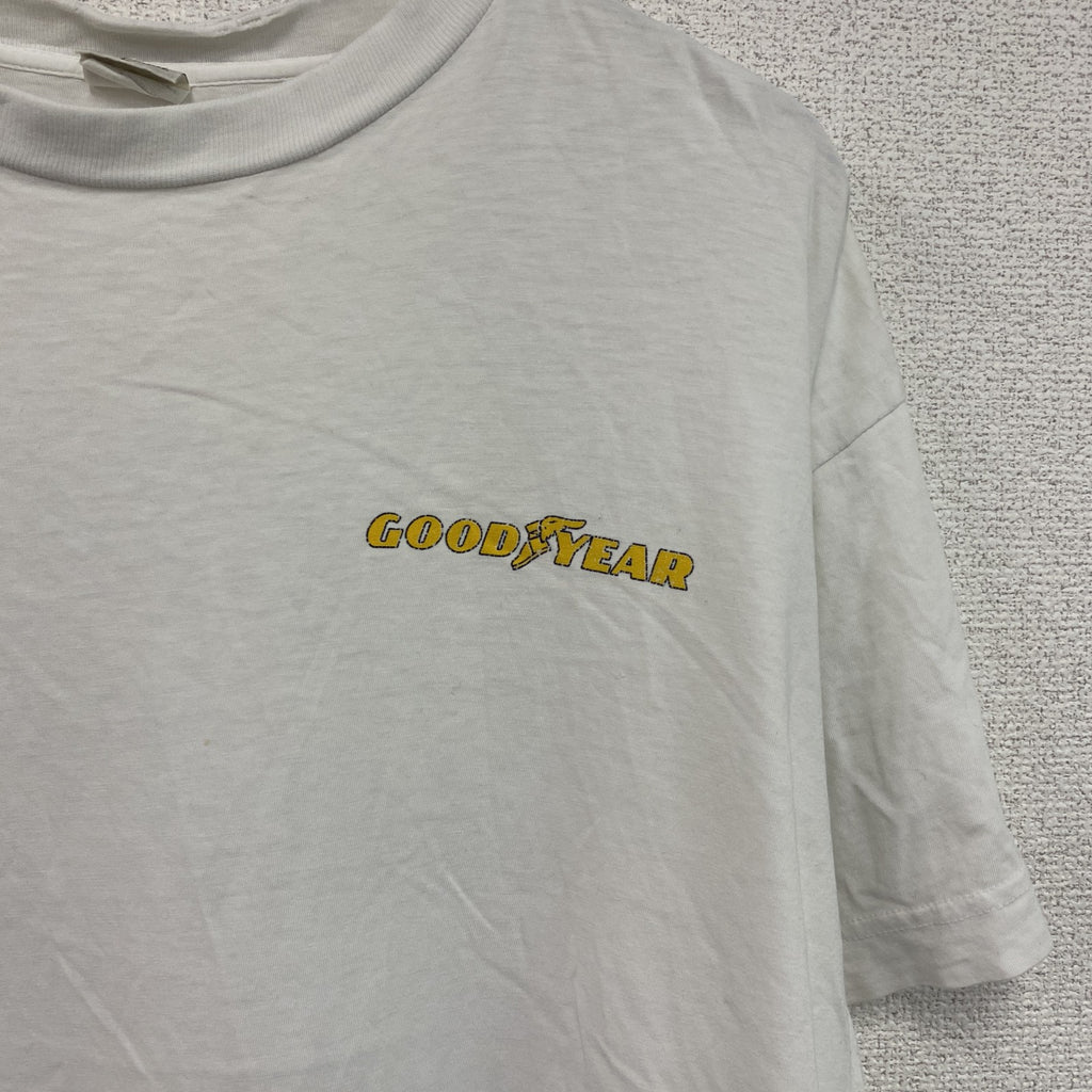 GOOD YEAR　グッドイヤー　半袖プリント企業Tシャツ　レーシングTシャツ　F1　白　ホワイト　Lサイズ　古着