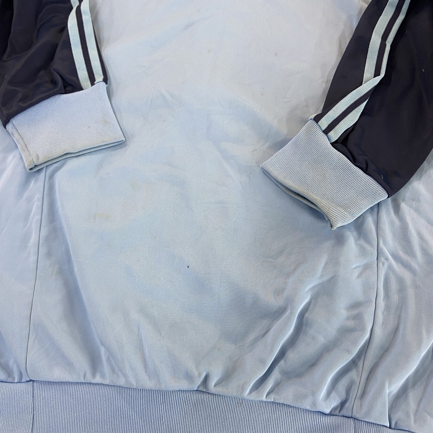 70s～　adidas　アディダス　ATP　ノーカラートラックジャケット/ジャージ　トレフォイルロゴ　ヴィンテージ　青　ブルー