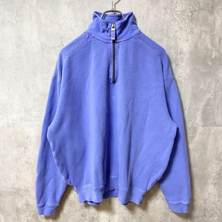 KIRKLAND　カークランド　長袖ハーフジップスウェット　トレーナー　ブルー　無地　ハイネック　秋冬服　Mサイズ　古着