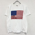 HOUSTON　ヒューストンン　米軍　U.S.NAVY　U.S.ARMY　半袖プリントTシャツ　星条旗　白　ホワイト　Lサイズ　古着