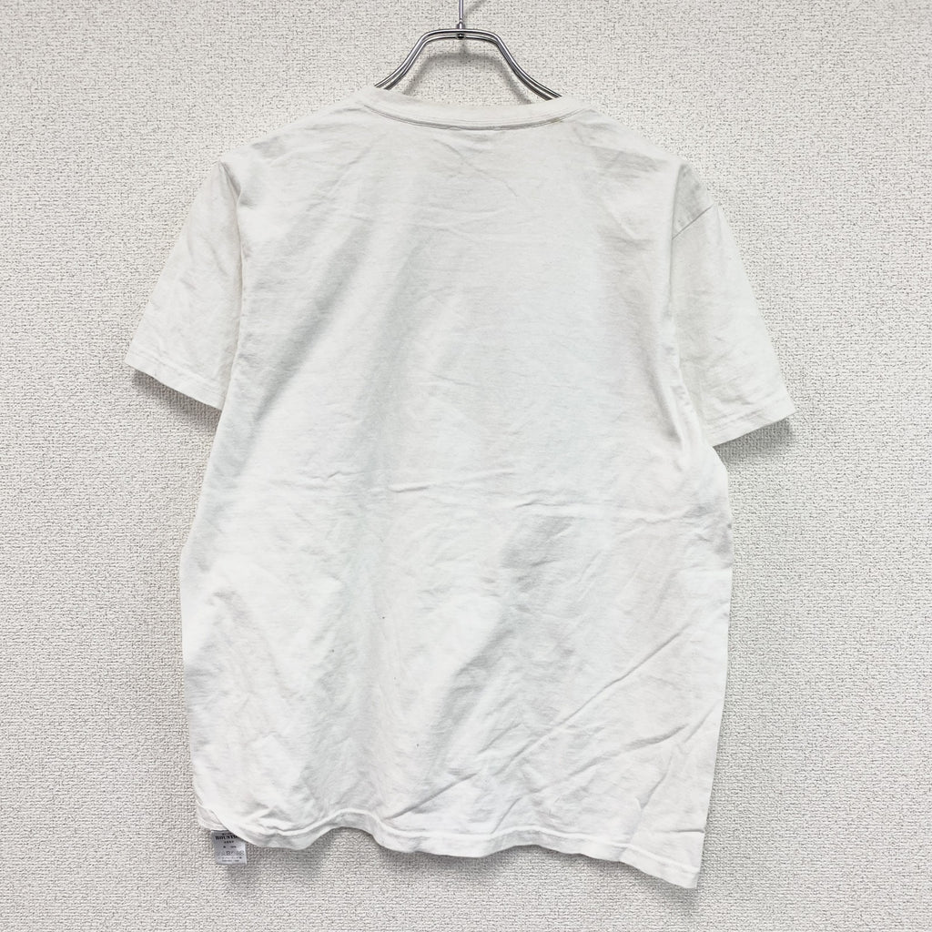 HOUSTON　ヒューストンン　米軍　U.S.NAVY　U.S.ARMY　半袖プリントTシャツ　星条旗　白　ホワイト　Lサイズ　古着