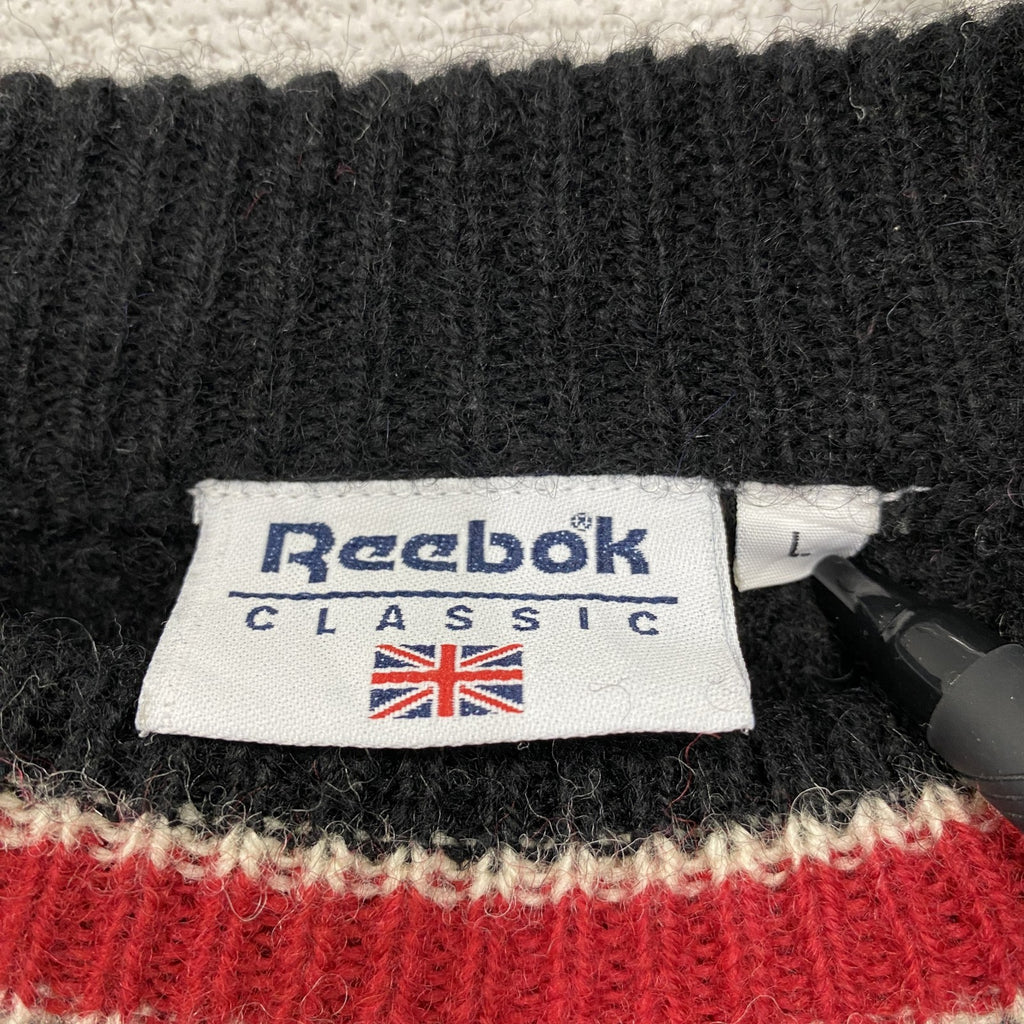 ～00s　Reebok　リーボック　ウールニットセーター　ヴィンテージ　黒　ブラック　Lサイズ　古着