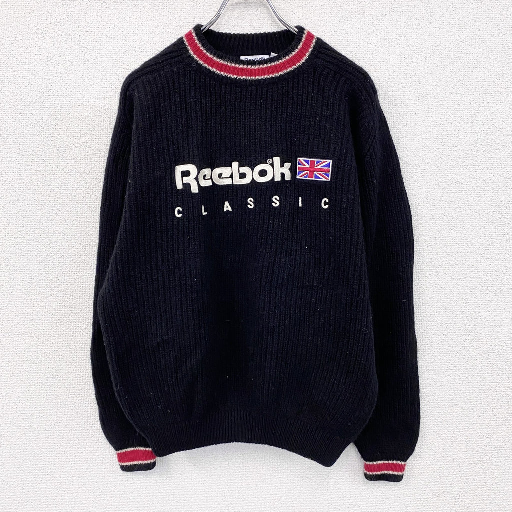 ～00s　Reebok　リーボック　ウールニットセーター　ヴィンテージ　黒　ブラック　Lサイズ　古着