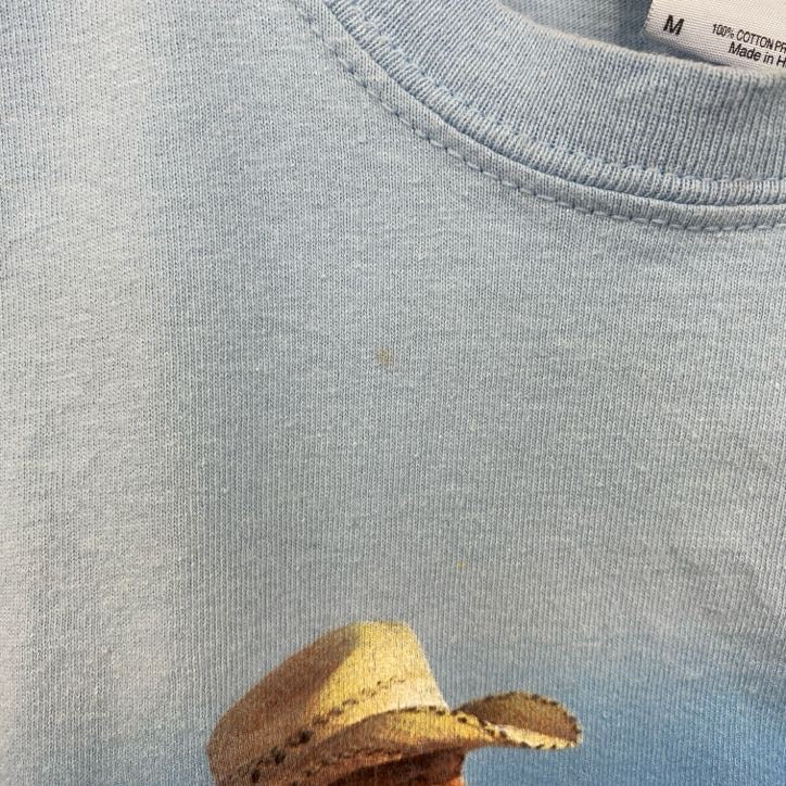GILDAN　半袖プリントTシャツ　ケニーチェズニー　音楽　カントリー　水色　レトロデザイン　Mサイズ　古着