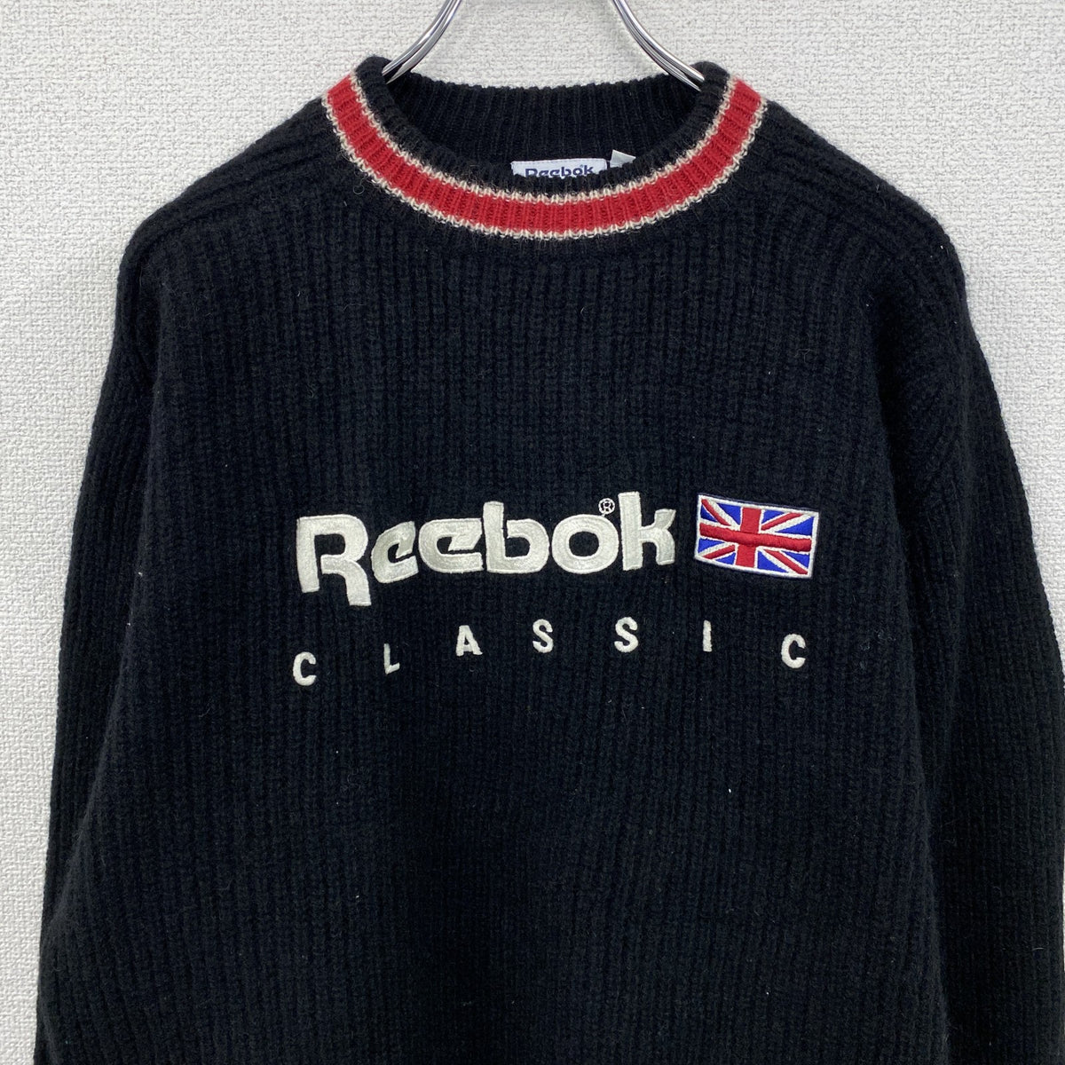 ～00s　Reebok　リーボック　ウールニットセーター　ヴィンテージ　黒　ブラック　Lサイズ　古着