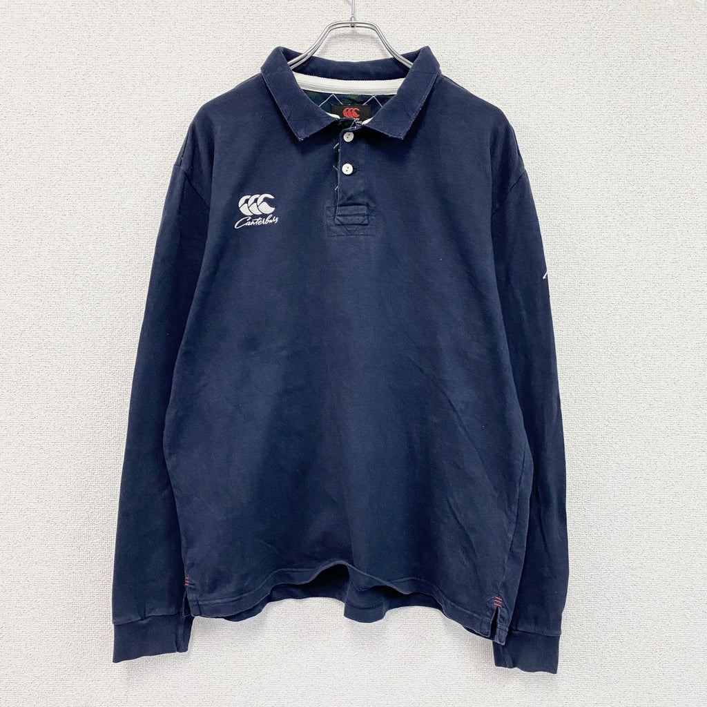 Canterbury　カンタベリー　長袖ポロシャツ　刺繍ロゴ　ワンポイント　紺　ネイビー　3Lサイズ　古着