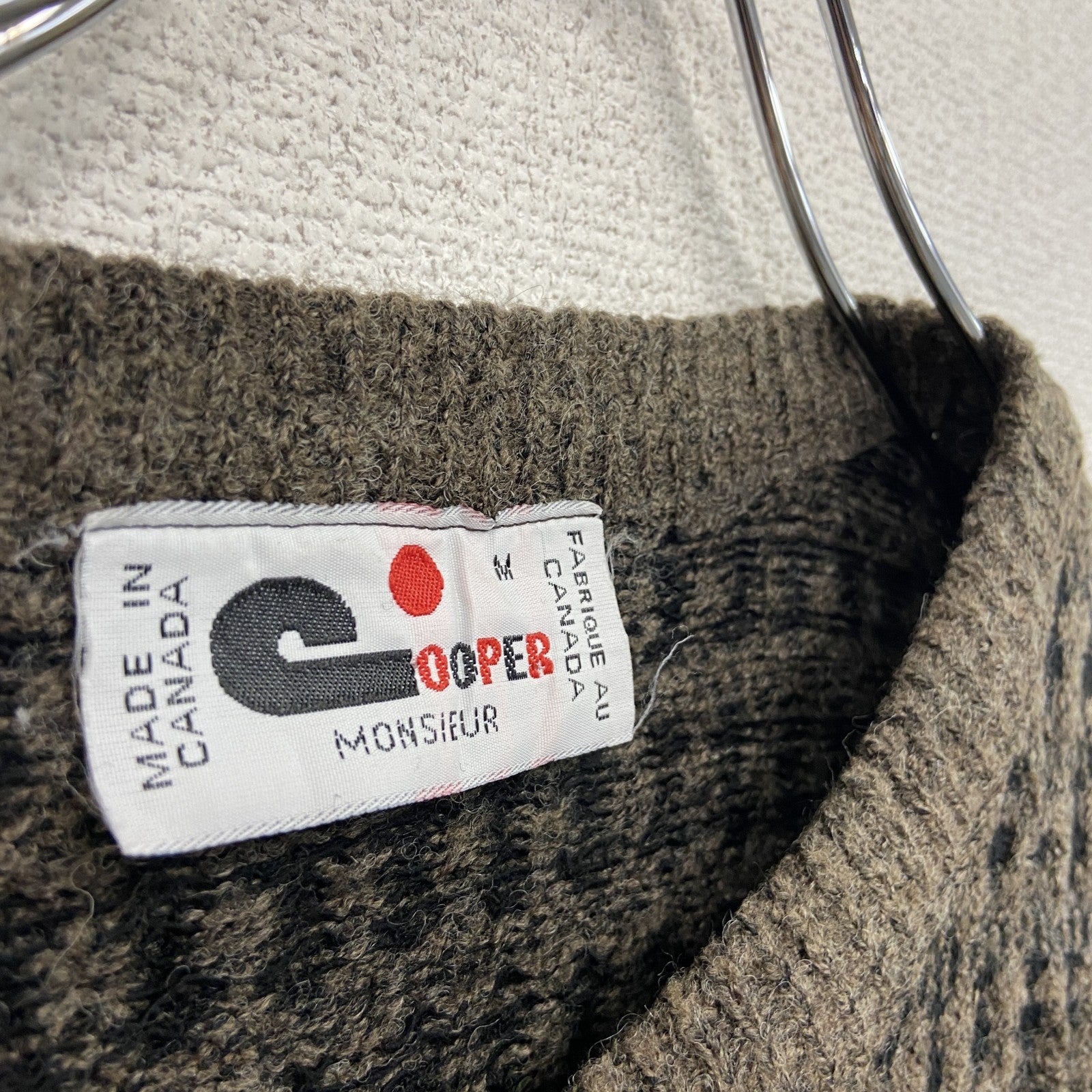 80s　COPPER　ニットセーター　ノルディック柄　総柄　ヴィンテージ　茶色　ブラウン　Mサイズ　古着
