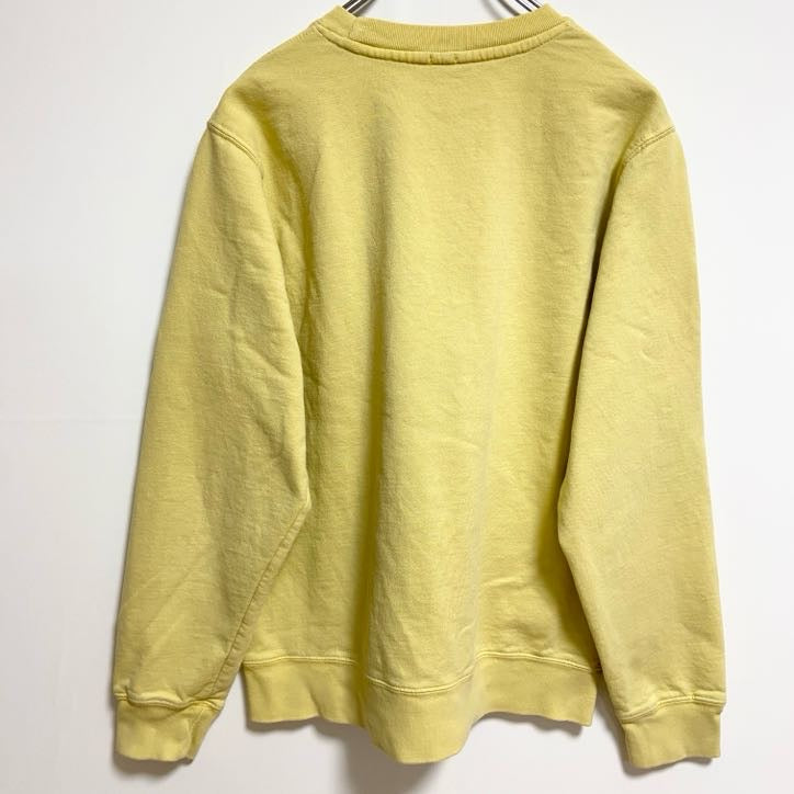 長袖クルーネックスウェット　トレーナー　ワンポイント刺繍　ノームコア　シンプル　honey　黄色　イエロー　秋冬服　古着