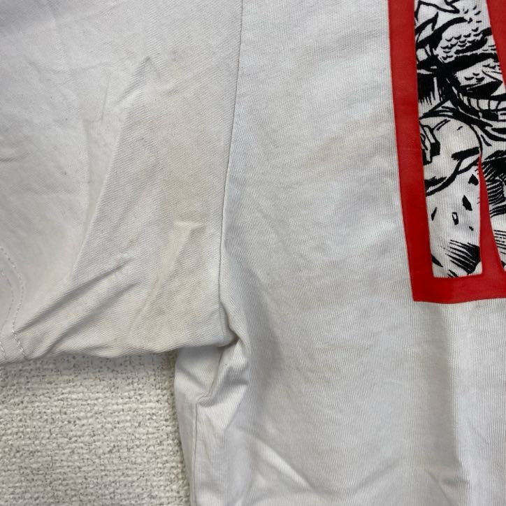 半袖アニメプリントTシャツ　MARVEL　マーベル　白　ホワイト　両面プリント　クルーネック　XLサイズ　古着