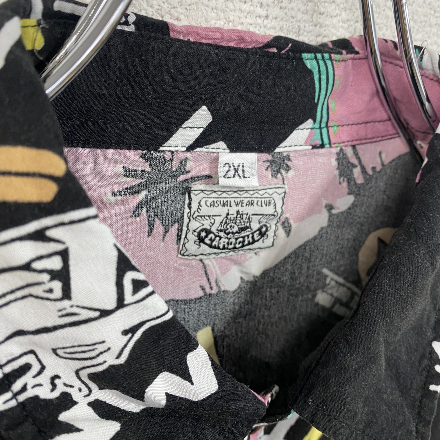 CARDCHE　長袖総柄デザインシャツ　黒　ブラック　2XLサイズ