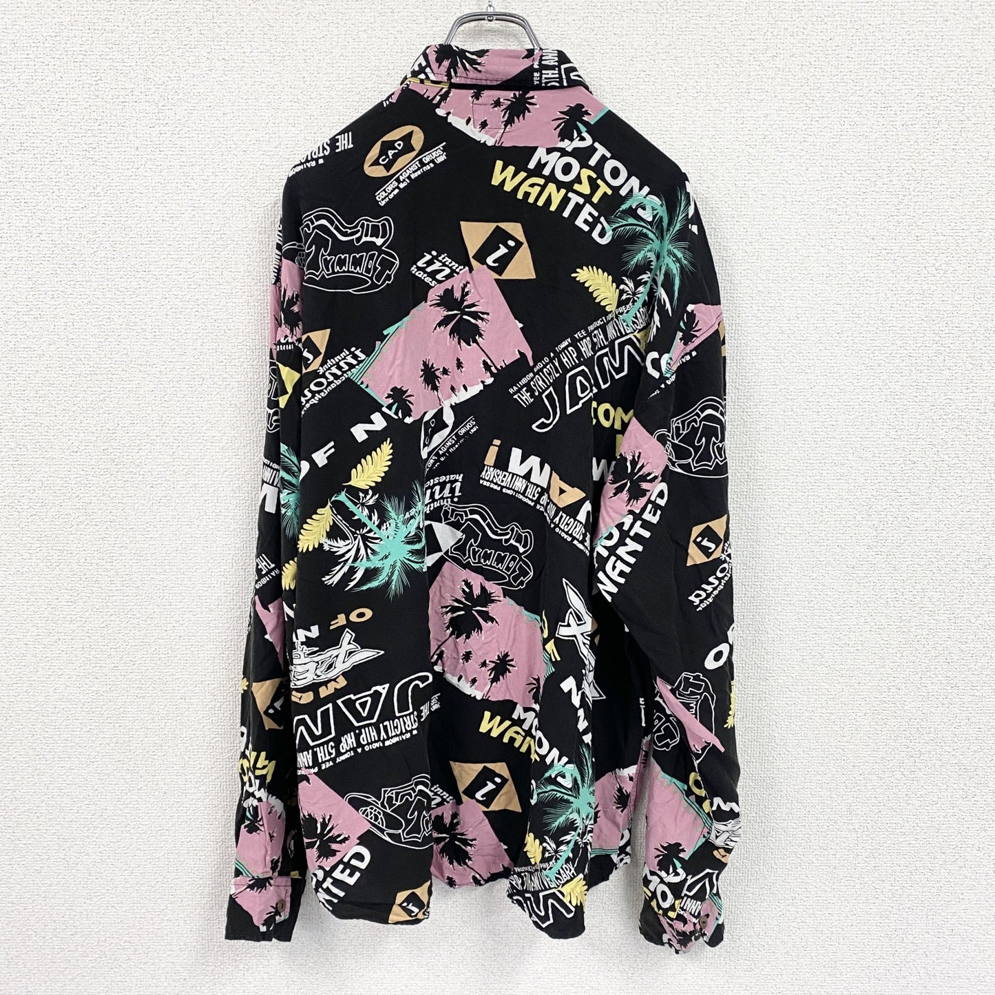 CARDCHE　長袖総柄デザインシャツ　黒　ブラック　2XLサイズ