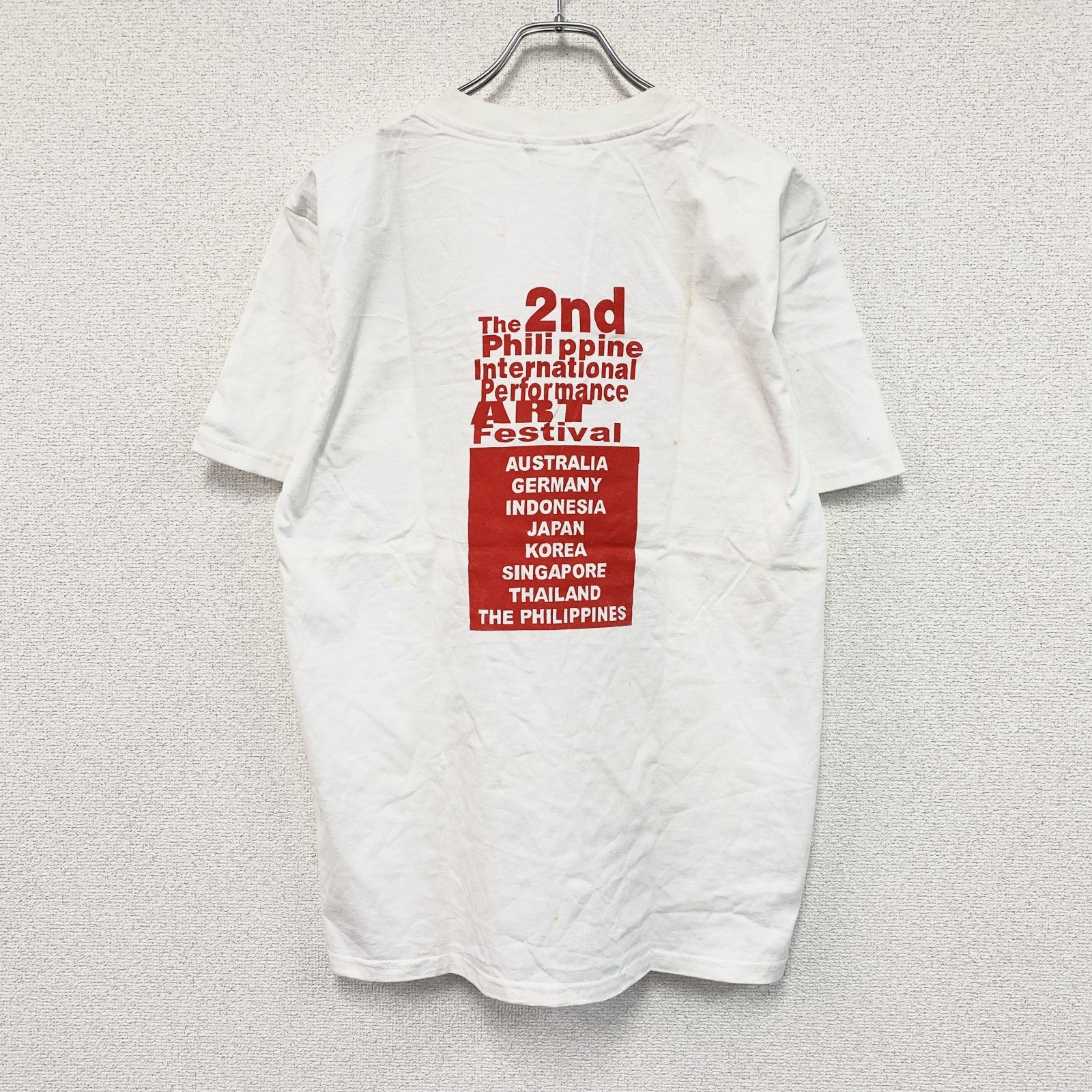 半袖プリントアートTシャツ　14連プリント　両面プリント　白　ホワイト　Lサイズ　古着