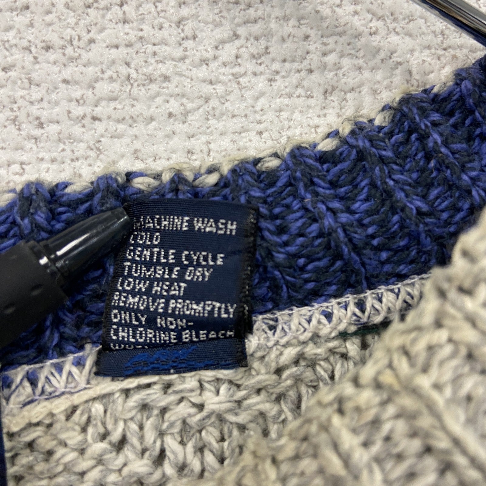 ～90s　VAN HEUSEN　コットンニットセーター　ヴィンテージ　総柄　グレー　灰色　XLサイズ　古着