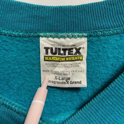 古着 used　90s　TULTEX　タルテックス　長袖無地スウェット　トレーナー　USA製　水色　ビッグシルエット　XLサイズ