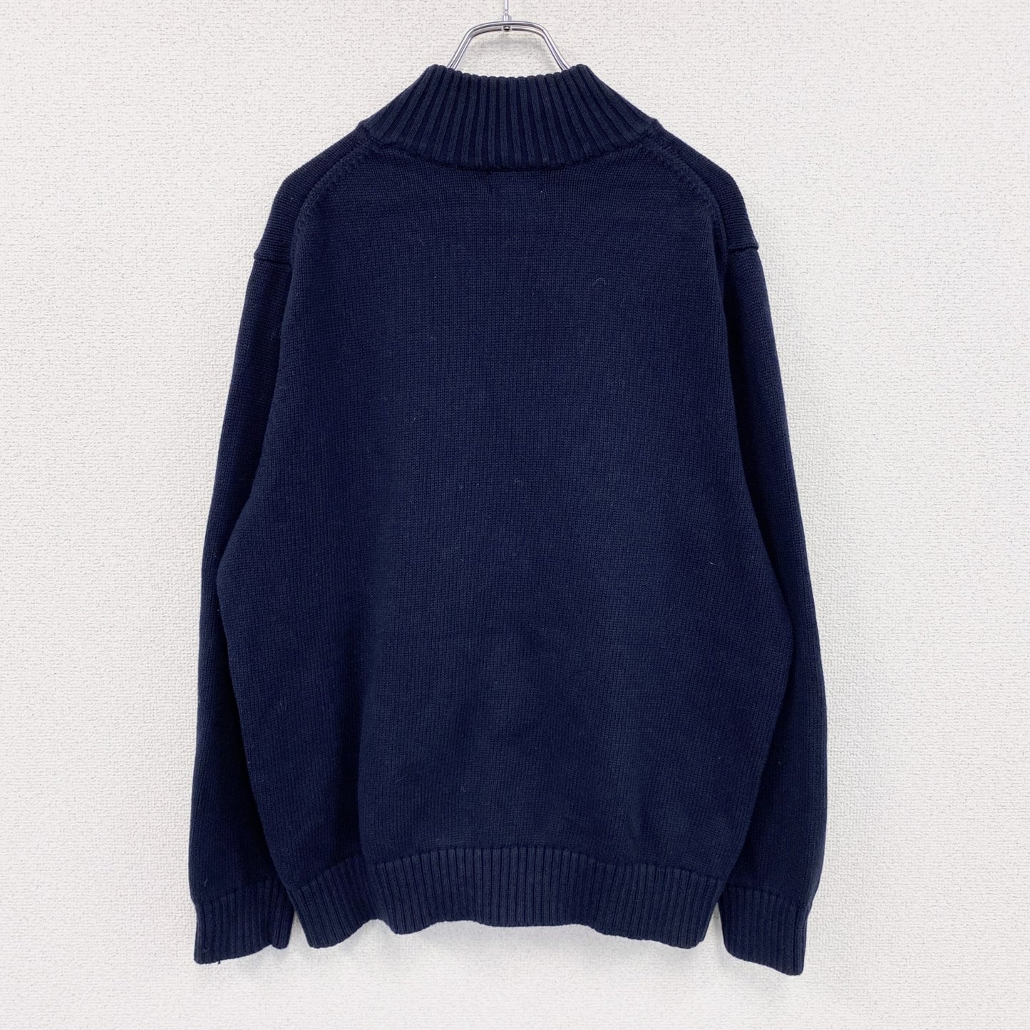 L.L.Bean　エルエルビーン　フルジップコットンニットセーター　紺　ネイビー　Lサイズ