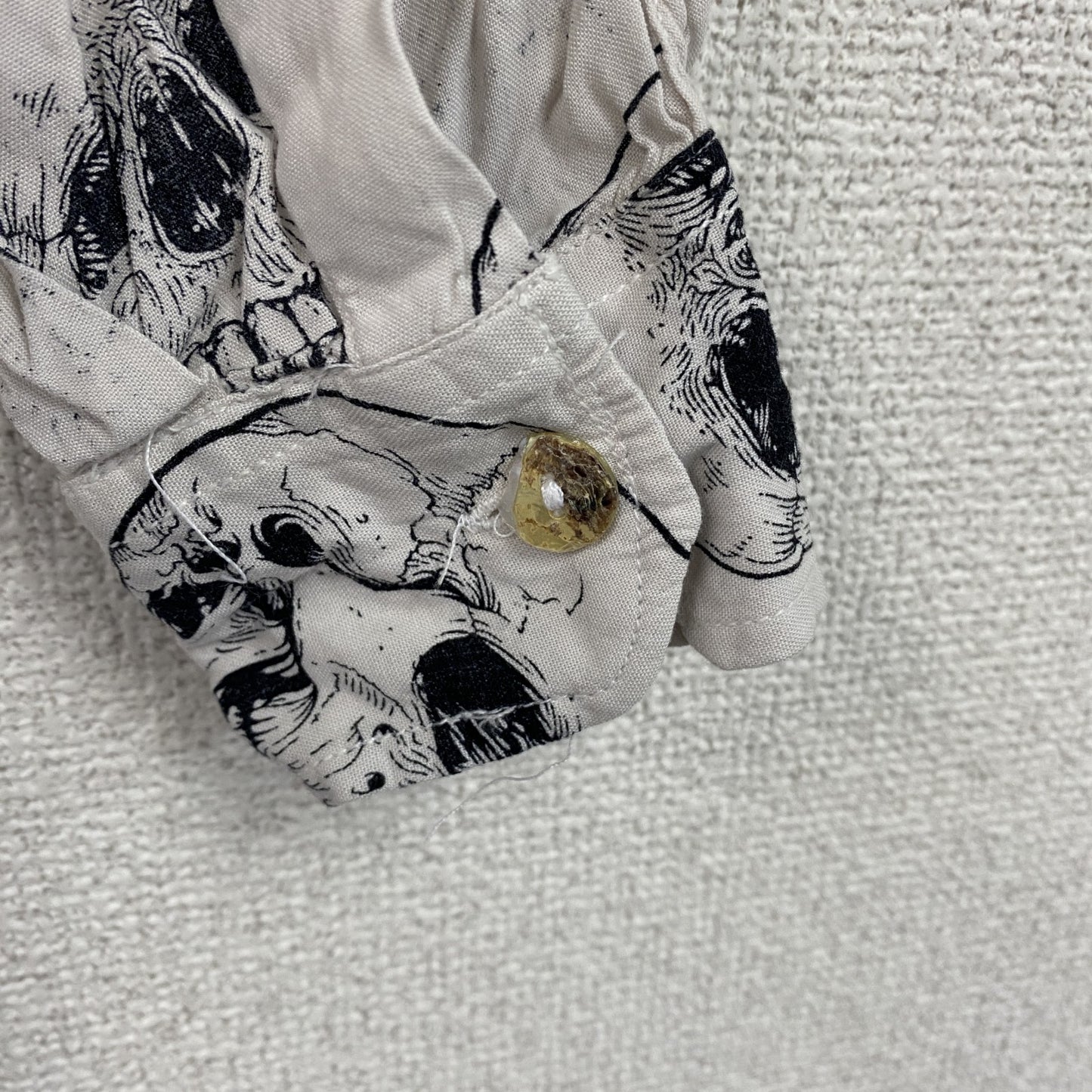 CARDCHE　長袖総柄デザインシャツ　ドクロ　スカル　白　ホワイト　Lサイズ